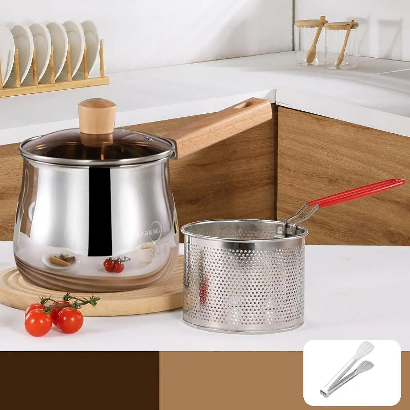 

3Pcs Deep Frying Pot Cooking Pot Butter Warmer Pot Kitchenware Small Pot Thick