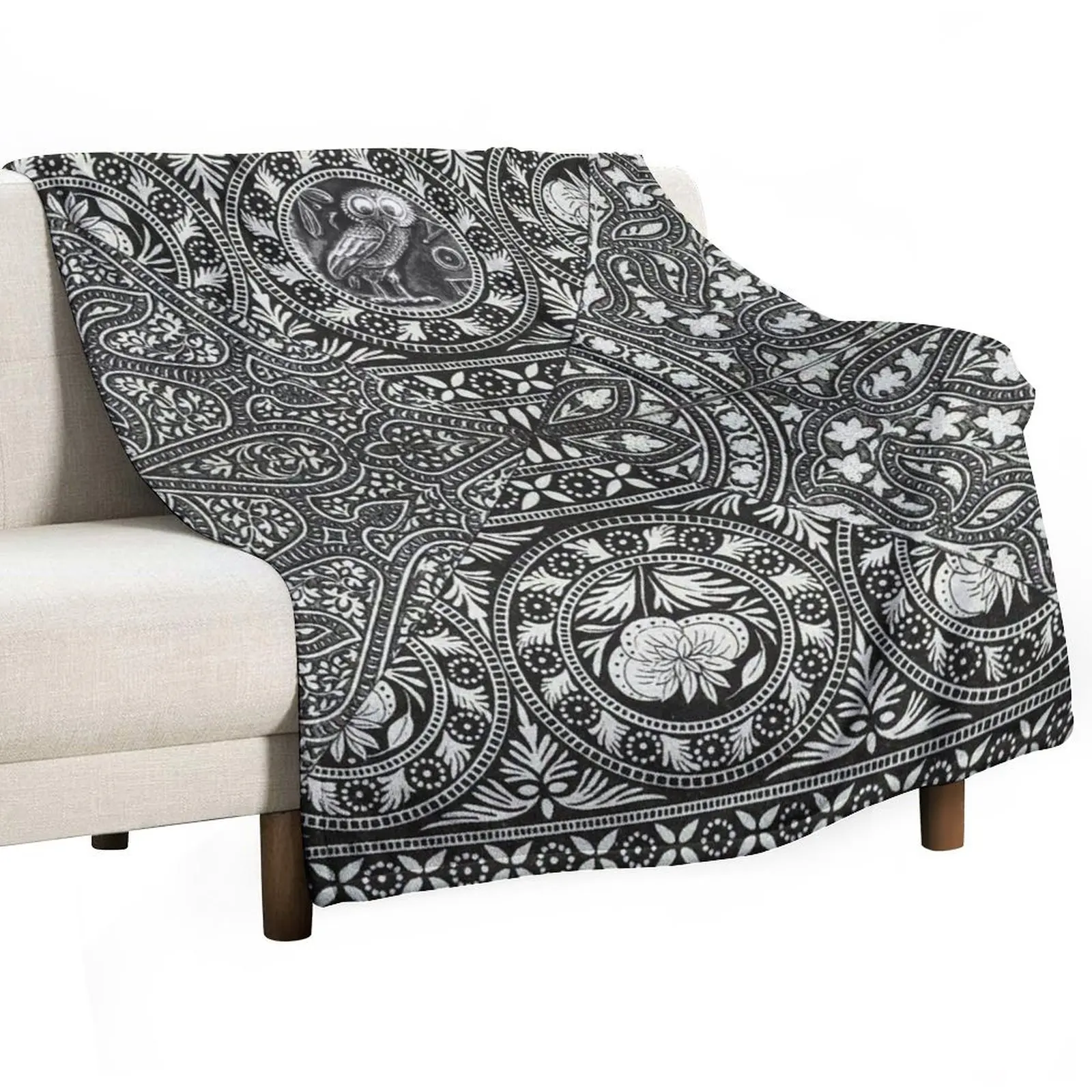 

OWL,BLACK WHITE FLOWERS, ORIENTAL PAISLEY FLORAL DECOR Throw Blanket Luxury St Loose wednesday Luxury Thicken Blankets