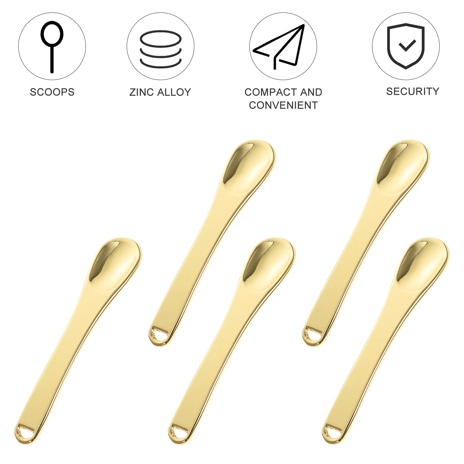 5pcs Zinc Alloy Golden Makeup Dig Spoons Eye Cream Scoops Face Cream Sticks Portable Compact Skincare Tool Facial Massage