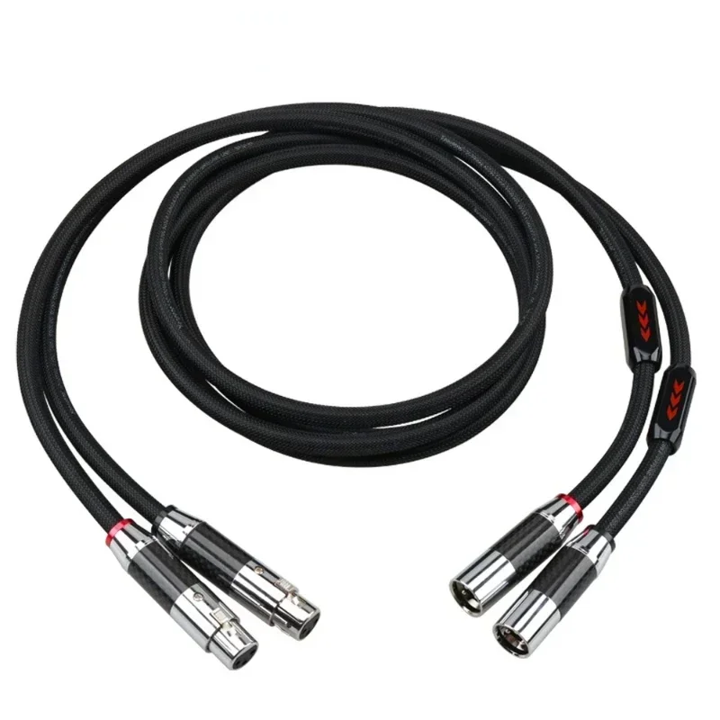 

Pair 6N Pure Silver XLR Balanced Cable 2Male To 2Female HiFi Amplifier Audio Line Carbon Fiber Plug