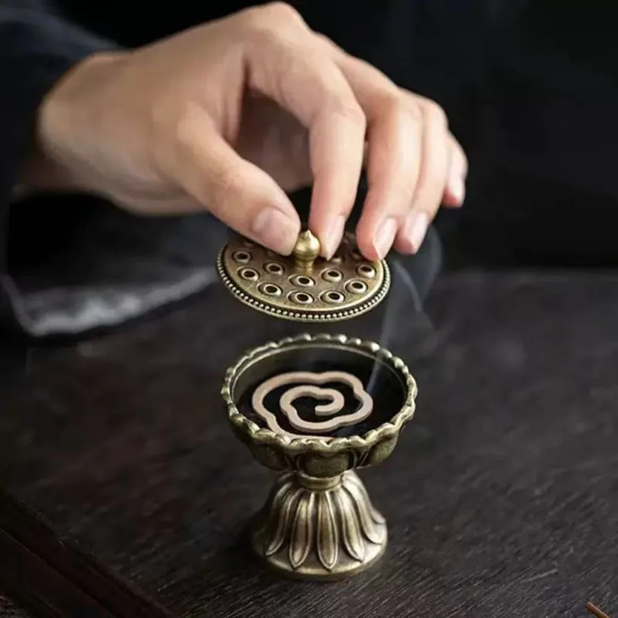 1pc Creative Lotus Iron Ornament Incense Burner Suitable for Fragrant Plate Tower Incense Reverse Flow Incense Combustion