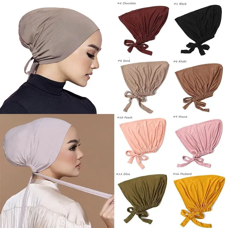 Neue Weiche Modal Muslimischen Turban Hut Inneren Hijab Caps Islamischen Underscarf Motorhaube Indien Hut Weibliche Headwrap Turbante Mujer