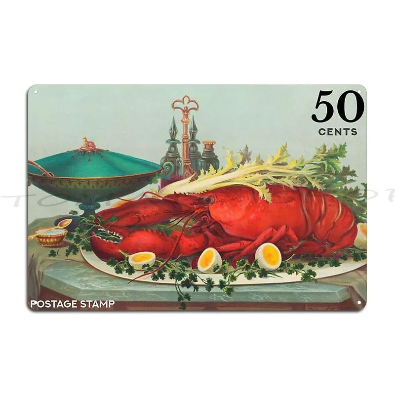 Crabs Ussr 1950s Food Soviet Vintage Poster Metal Sign Poster Designing Party Club printed  Tin Sign Poster