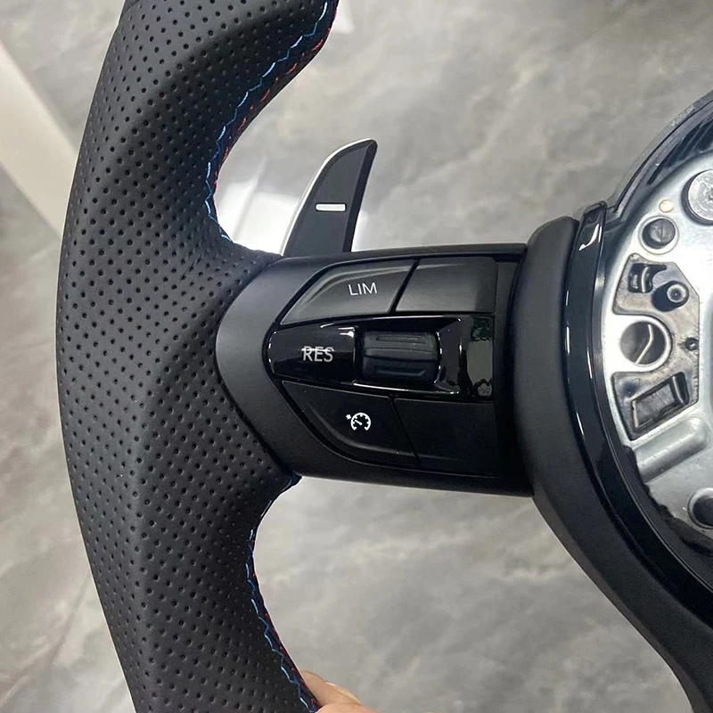 for BMW F30 F31 F33 F34 F36 F10 F02 F12 F20 F15 F16 F22 F25 E70 E71 E90 Modify Flat Bottom Leather M Sport Steering Wheel M3 M5 view 3