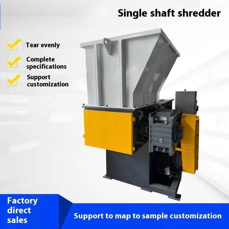 600 Model Hydraulic Single Shaft Shredder Hard Plastic Block Film Woven Bag Garbage Machine Head Material Crusher