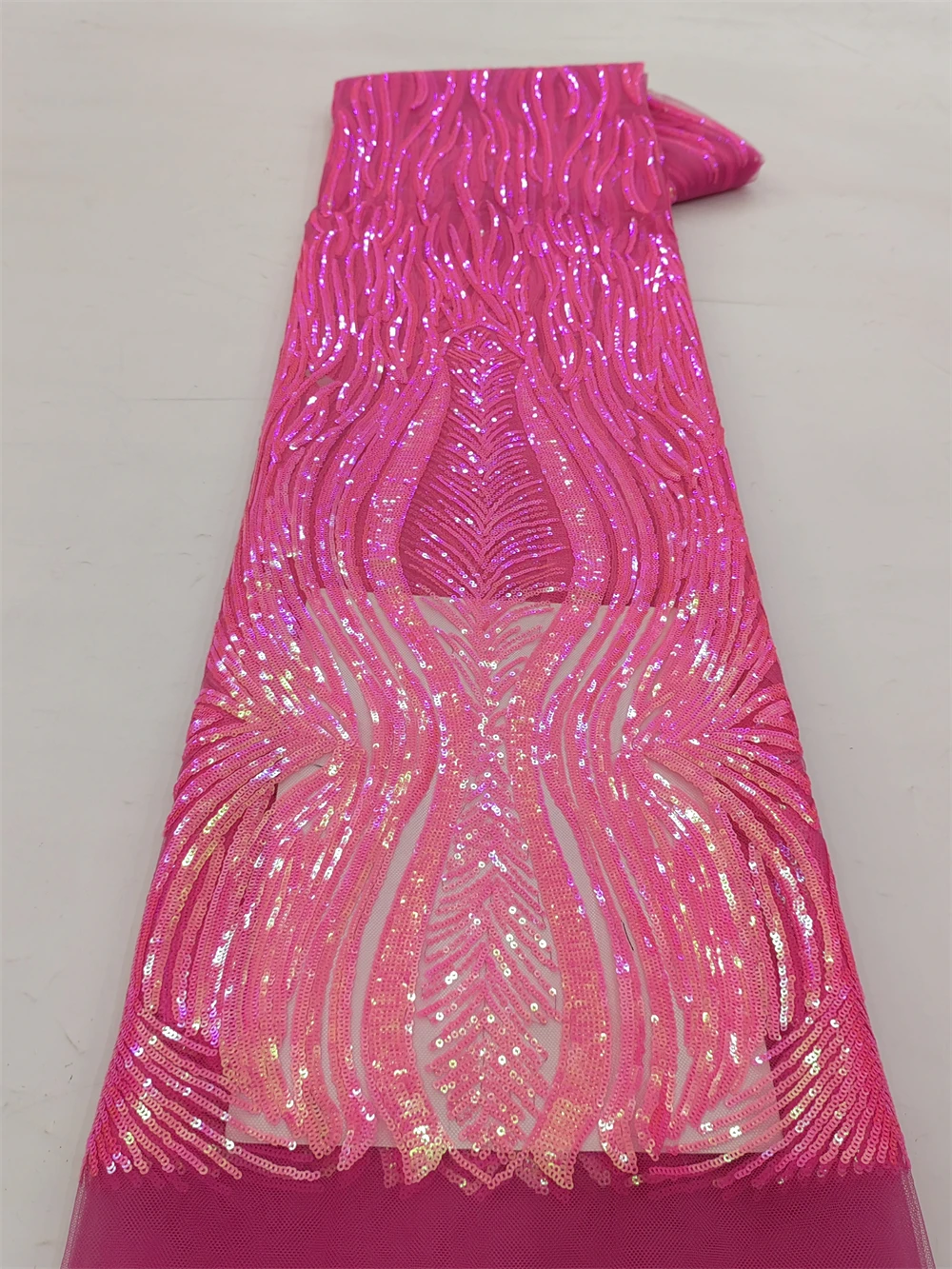 

French Net Lace Fabric High Quality African Lace Embroidered Nigerian Sequins Tulle Lace 5 Yards For Sewing Party Dresses 2026