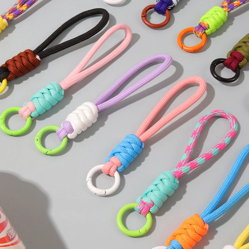 12cm Colorful Braided Rope Strap Lanyard Keychain For Phone Case Women Anti Lost Car Key Chains Bag Hanging Accessories Keyring