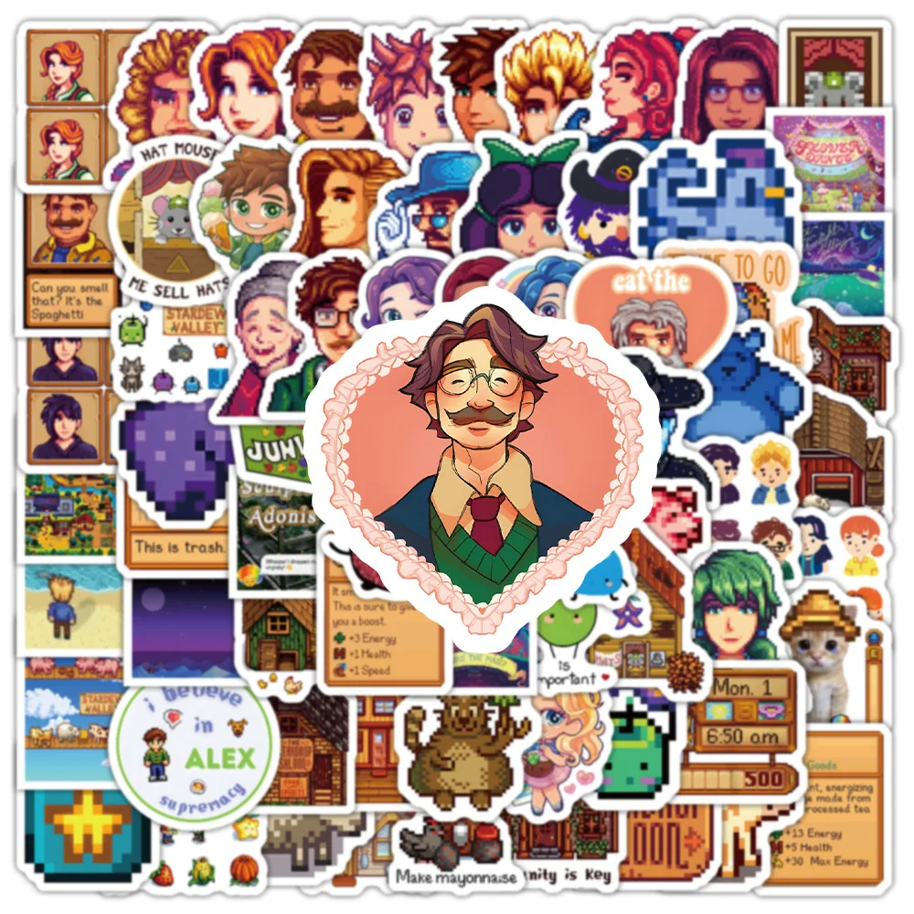 100pcs Kawaii Game Stardew Valley Cartoon Stickers Decals Toy Waterproof DIY Suitcase Skateboard Phone Graffiti Sticker