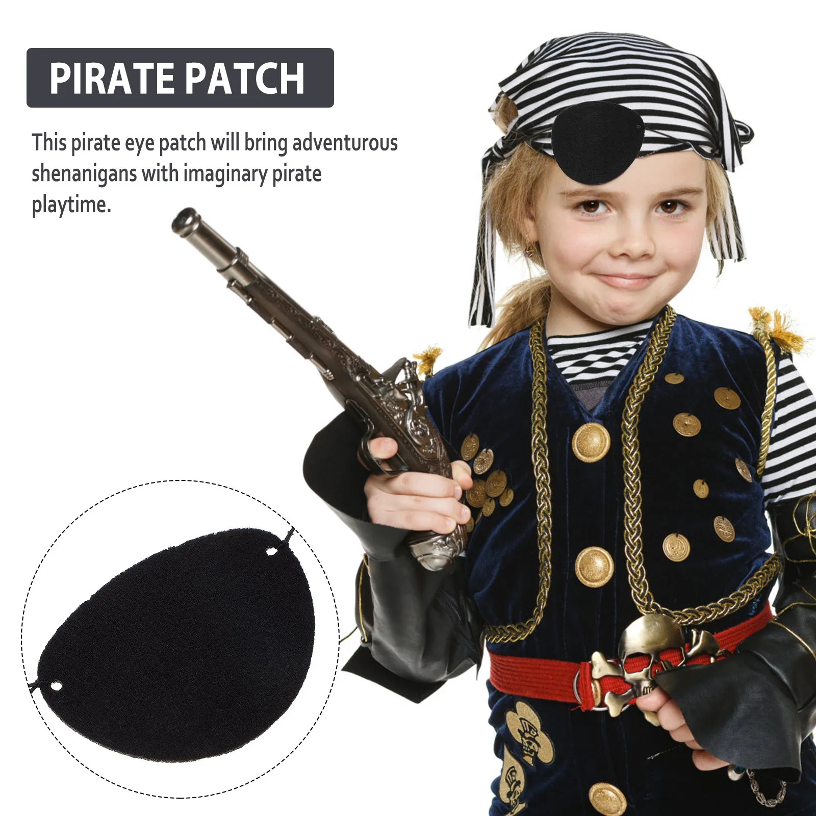 14Pcs Pirate Eye Patch for Kids Single Eye Patch Costume Accessory Halloween Party Cosplay Fun Dress Up Prop Skull Design Fabric