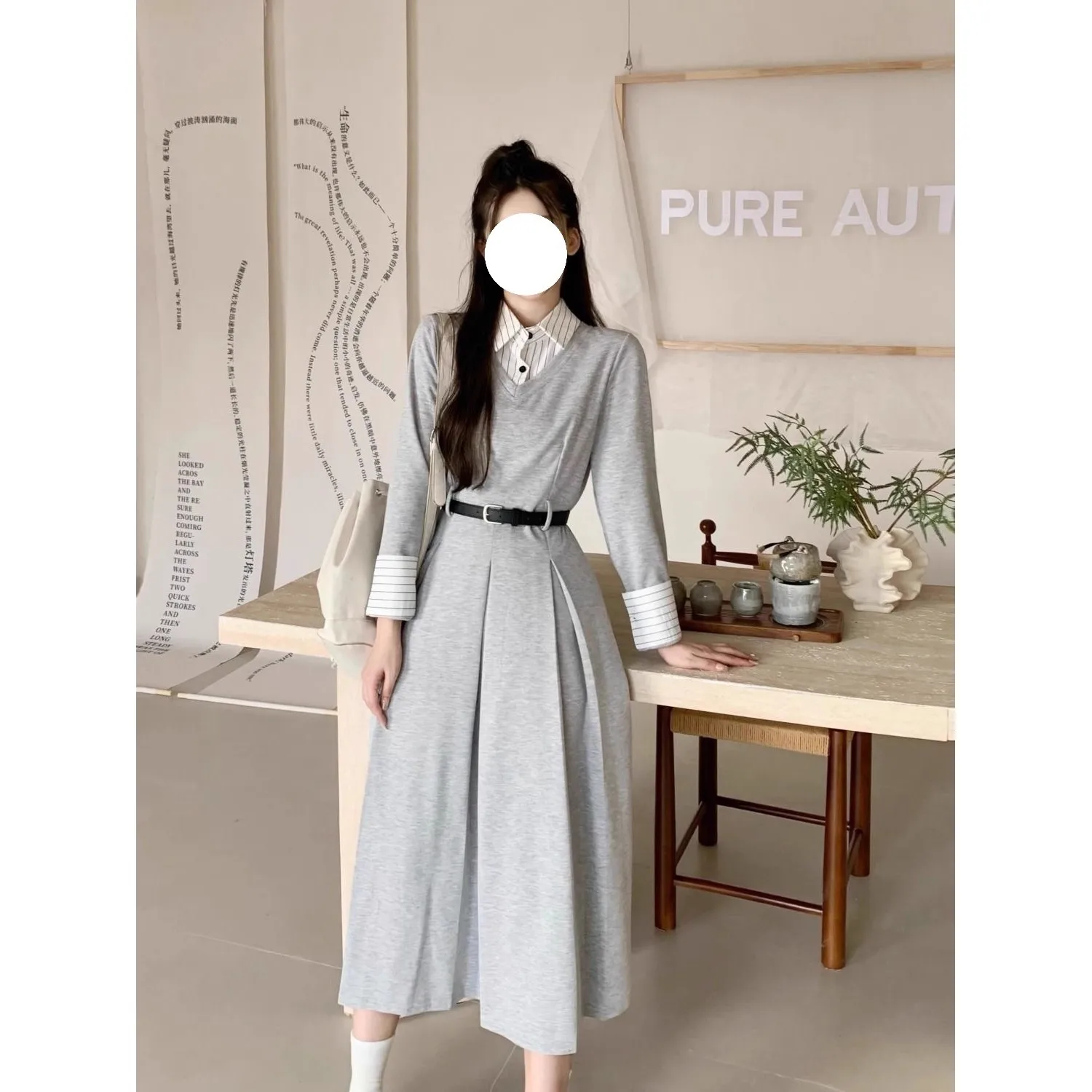 فساتين نسائية بأكمام طويلة فستان Quinceanera أخضر ربيعي كوبرو عاجي رقبة مربعة متدرج الحد الأدنى Ditsy حلو بسيط