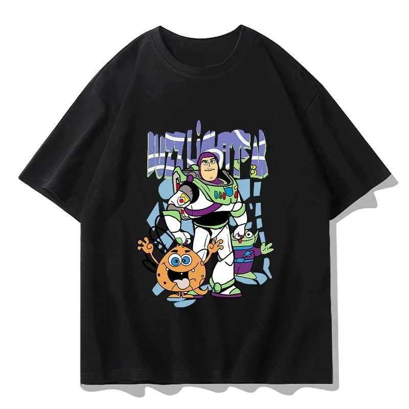 

Disney Toy Story Short-sleeved T-shirt Male Buzz Lightyear Three-eyed Boy 2025 New Pure Cotton Loose Clothes Casual and Loose