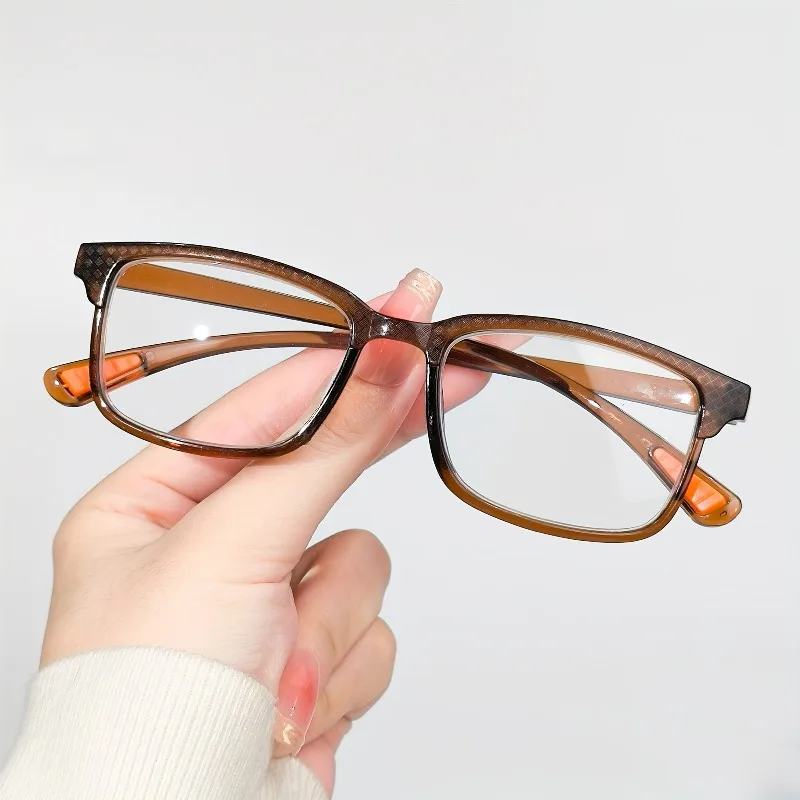 4PCS Fashionable and Minimalist Anti Blue Light Men's and Women's Universal Transparent Full Frame Square Reading Glasses