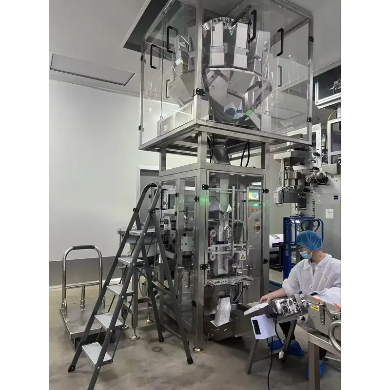 Coffee bean VFFS packaging machine with one-way valve, coffee bean packaging machine with degassing valve, four-seal bag