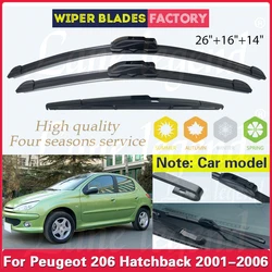 For Peugeot 206 Hatchback 2001 - 2006 Car Front Rear Wiper Blades Rubber Windscreen Wipers Auto Windshield Rain Brush 26