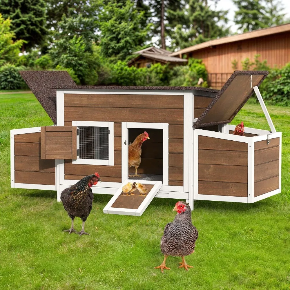 

Chicken Coop Rabbit Hutch Poultry House Cage 2 Nesting Boxe Weatherproof