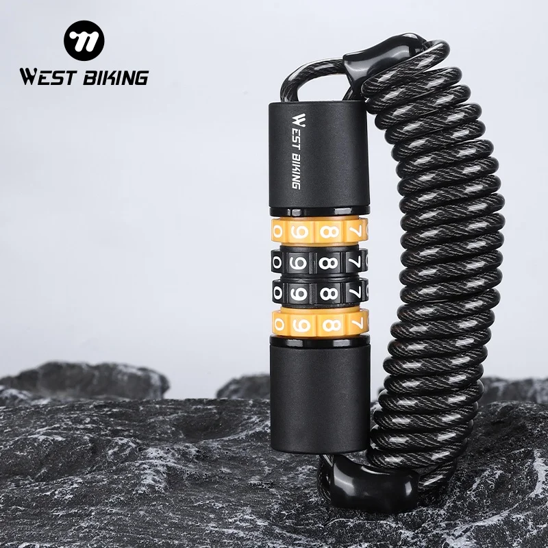 WEST RADFAHREN Tragbares Fahrradschloss Diebstahlsicherung Passwort Helmschloss MTB Rennrad Sicherheitsschloss Stahldraht Radfahren Rucksackschloss