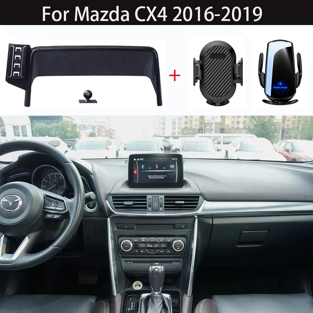 

Car Phone Holder For Mazda CX4 2016 2017- 2019 7 inch Screen Fixed Navigation Bracket Wireless Charging Mobile Stand Car Mount