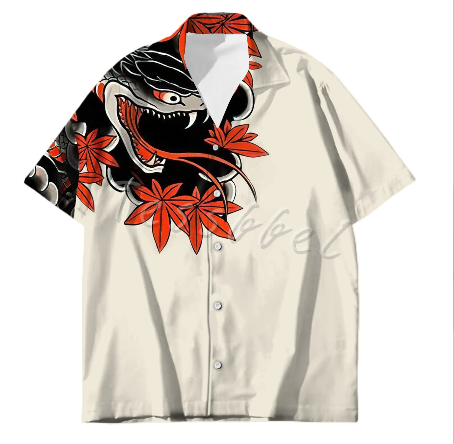 Tessffel Samurai Japanese Tattoo 3D Printed Men's Hawaiian Shirt Beach Shirt Fashion Summer Harajuku Casual Oversized Streetwear