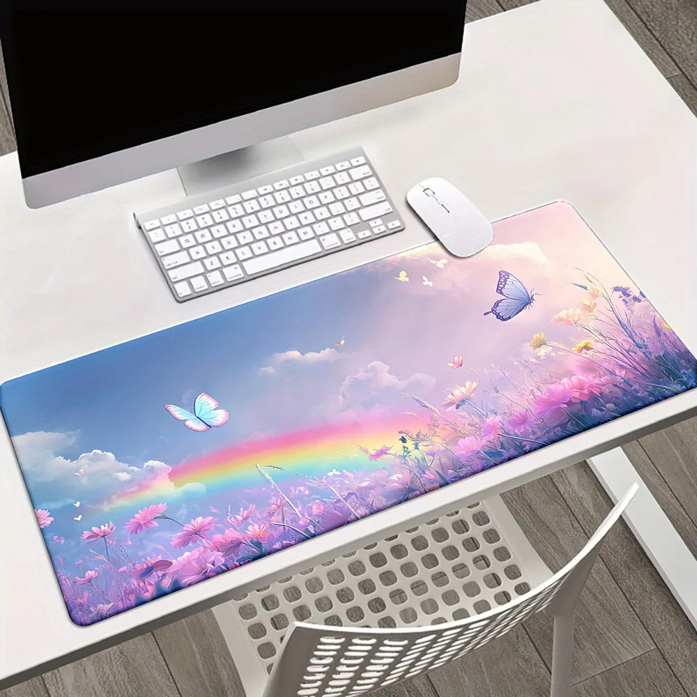 

Butterfly Rainbow HD Print Mouse Pad - Multi-functional Desk Mat for Gaming, Office Keyboard & Computer Accessories