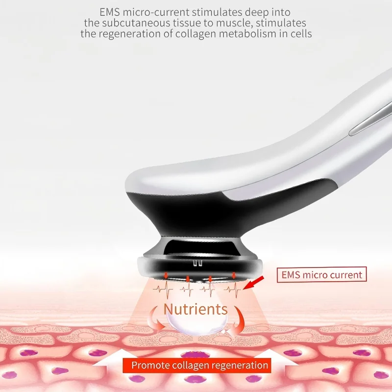 6 in 1 EMS Face Lifting Massager LED Photon Anti Invecchiamento Pelle Stringere Firm Strumento per la cura della pelle Dispositivo di bellezza del viso Migliora l'assorbimento
