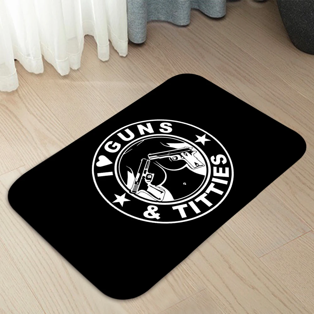 I Love Guns And Titties  Doormats Home Carpet Entrance Door Mats Modern Decor Carpet Bathroom  Floor Mats 222