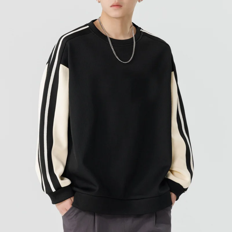 

2025Mens American Style Color-Block Crewneck Sweatshirt Autumn/Winter New Arrival