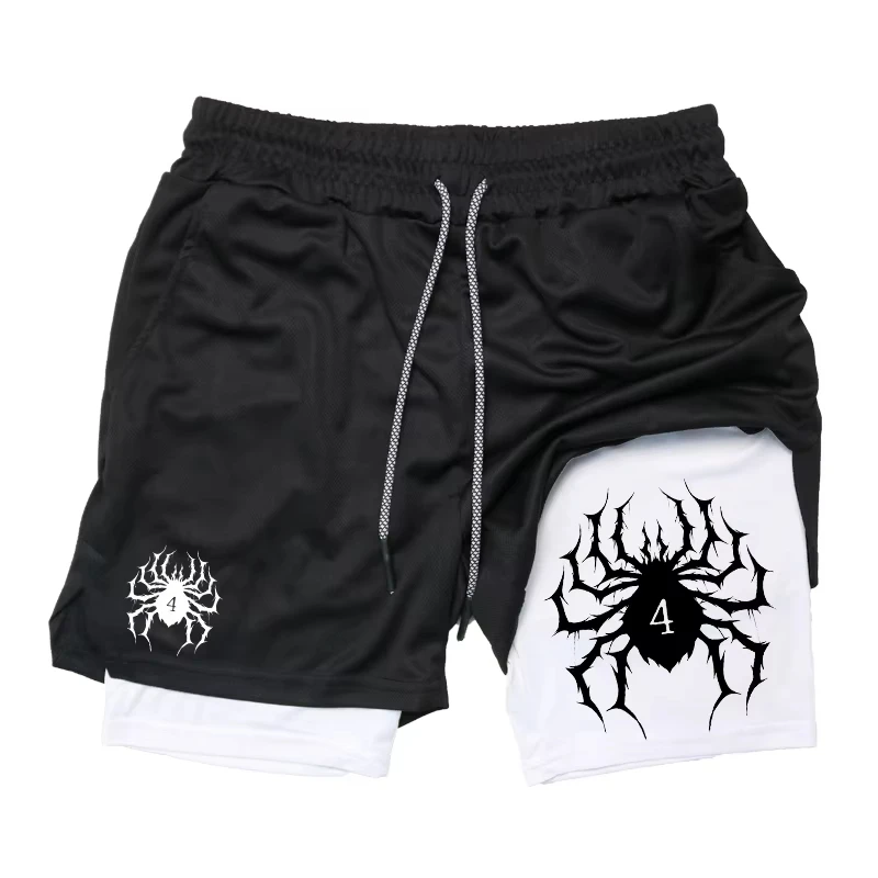

Spider Print 2 in 1 Performance Shorts for Men Gym Workout Running Shorts with Phone Pocket Towel Loop Sport Activewear RL0610
