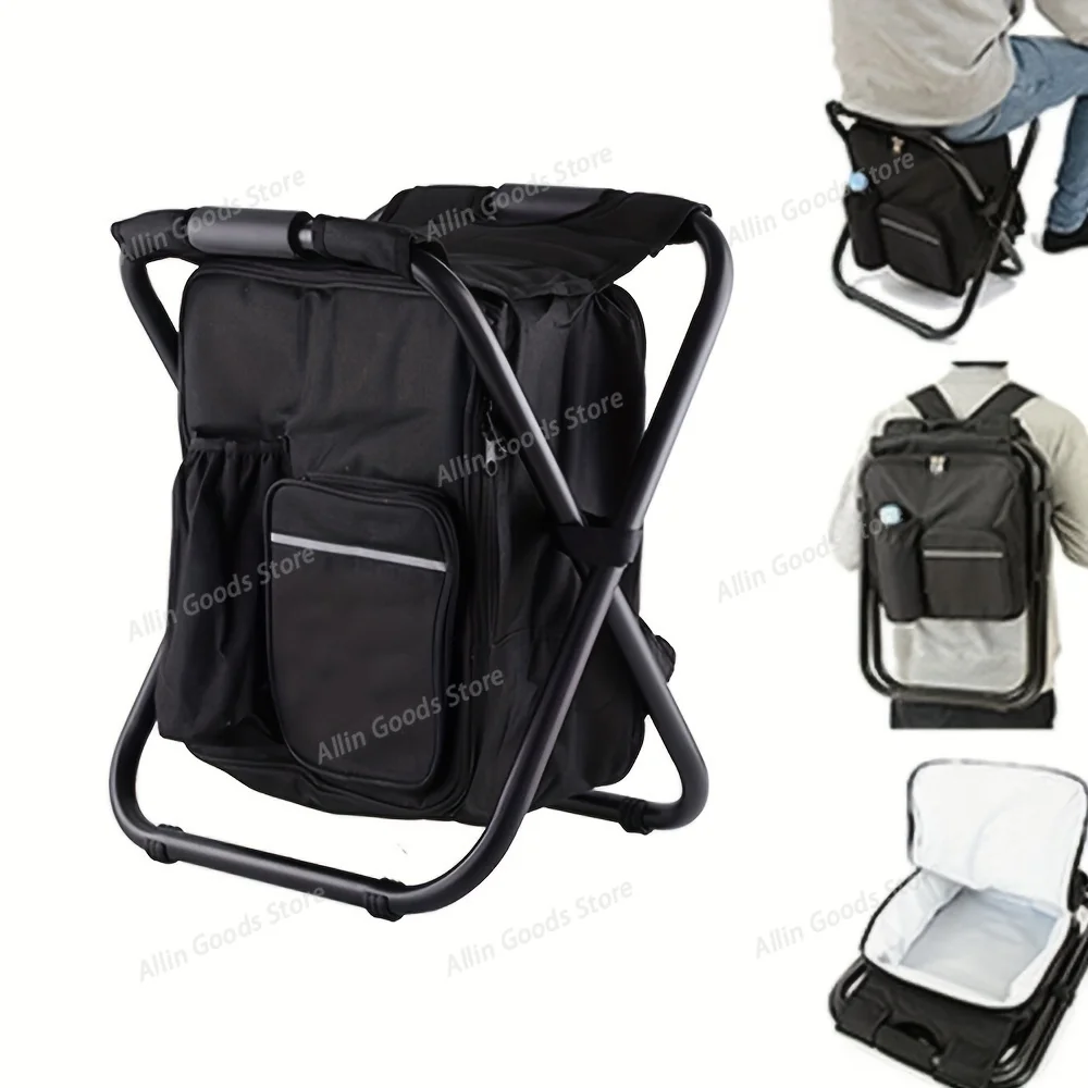 Multifunctional Portable Outdoor Backpack Stool Foldable Insulated Cooler Bag Fishing Beach Camping Chair