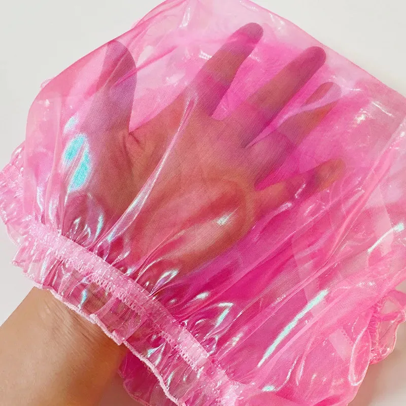 Man Sheer Laser Pink Holographic Organza Briefs Women Sexy Ruffles See Through Panties Cos Couple FKK Private Party Costumes BF
