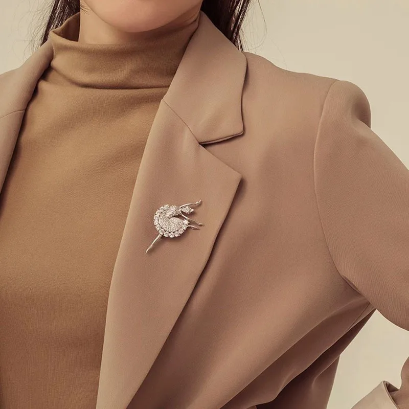 بروش راقصة الباليه الفاخر - صدرية من حجر الراين الكريستالي للنساء - مجوهرات راقصة الباليه الأنيقة - هدية إكسسوارات الفساتين الراقية #4