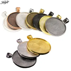 50pcs/lot 25/30mm Double Sided Pendant Cabochon Base High Quality Plated Bezels Tray For DIY Jewelry Making Accessories