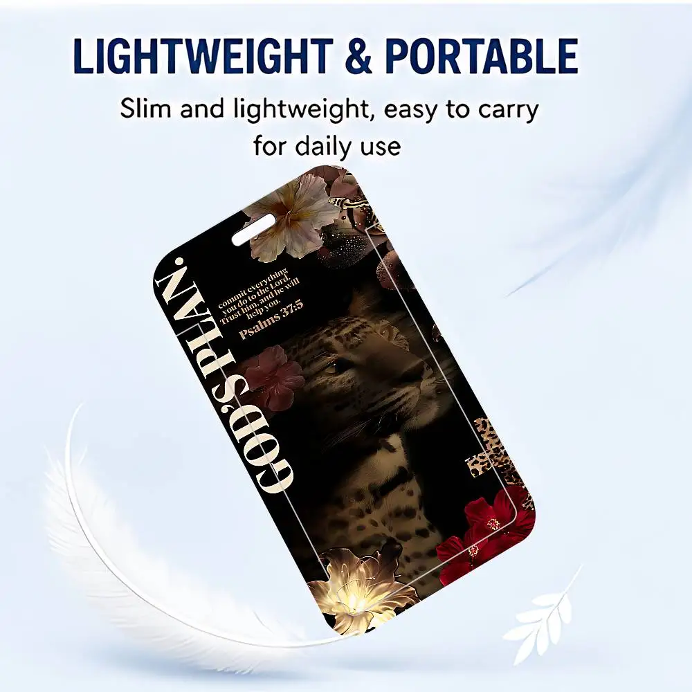 Funny Leopard Print ID Badge Holder Neck Strap Pendant Door Card Holders Lanyards Credential Holder, Durable PVC Material