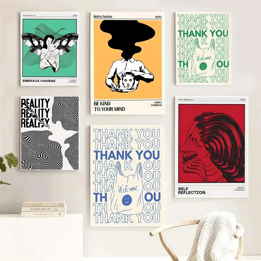 抽象的なフリーマインドツイステッドリアリティポスターHD防水PVCウォールアート - 美的で厚みのある、自宅、ホテル、寝室用