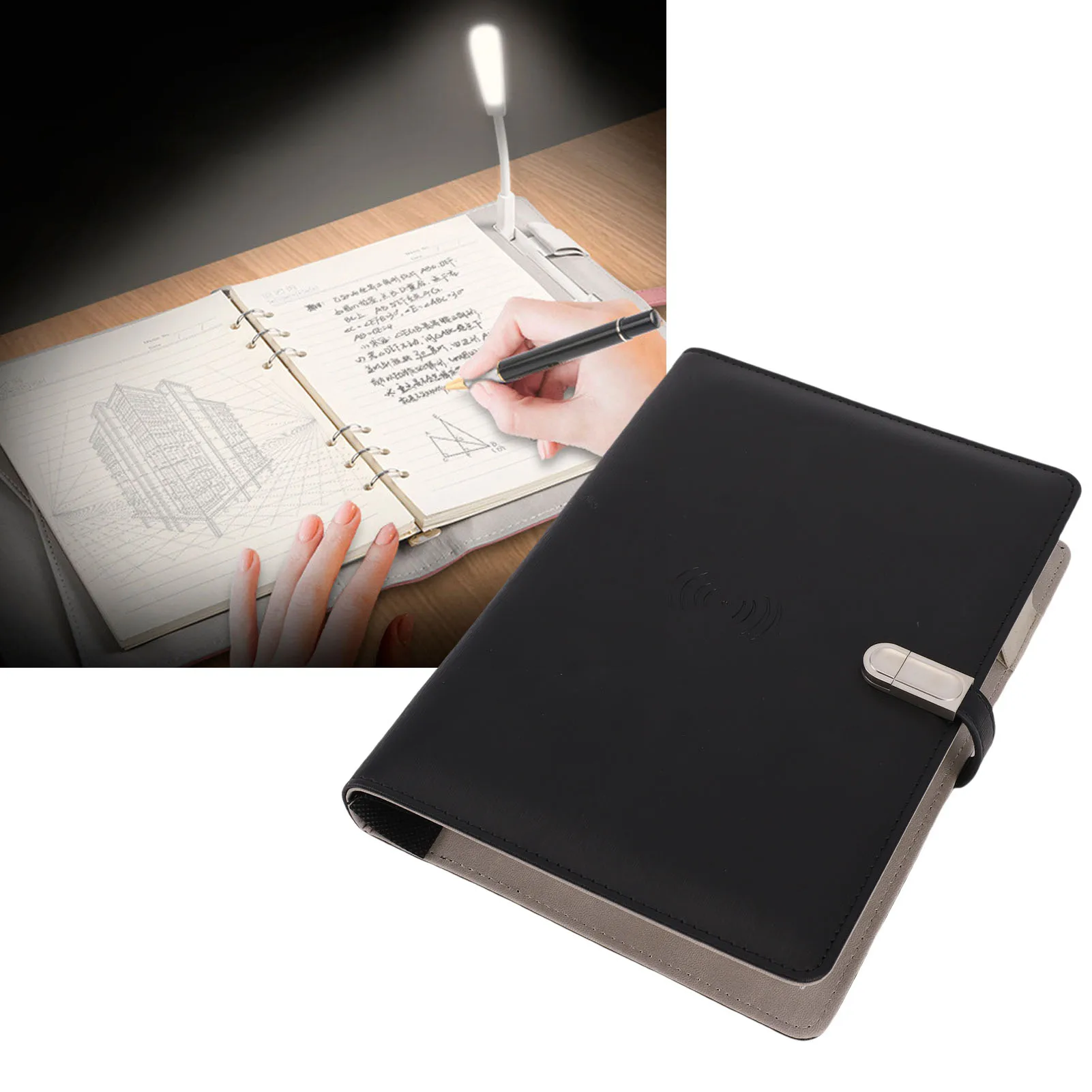 【nuevo】cuaderno-con-carga-inalambrica-diario-de-viaje-personalizado-con-luz-cuaderno-escolar-profesional-recargable-con-banco-de-energia
