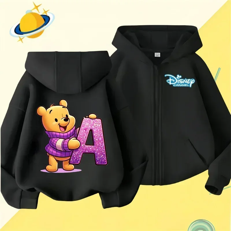 Winnie the Pooh New pin zipper hoodie Boys Girls sweatshirt Autumn and winter long sleeve Harajuku jumper Disney casual hoodie