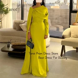 Modern Satin One Shoulder Mermaid Prom Dresses With Split Long Sleeves Ruffles Ball Dress Formal Party Evening Gowns فساتين سهرة