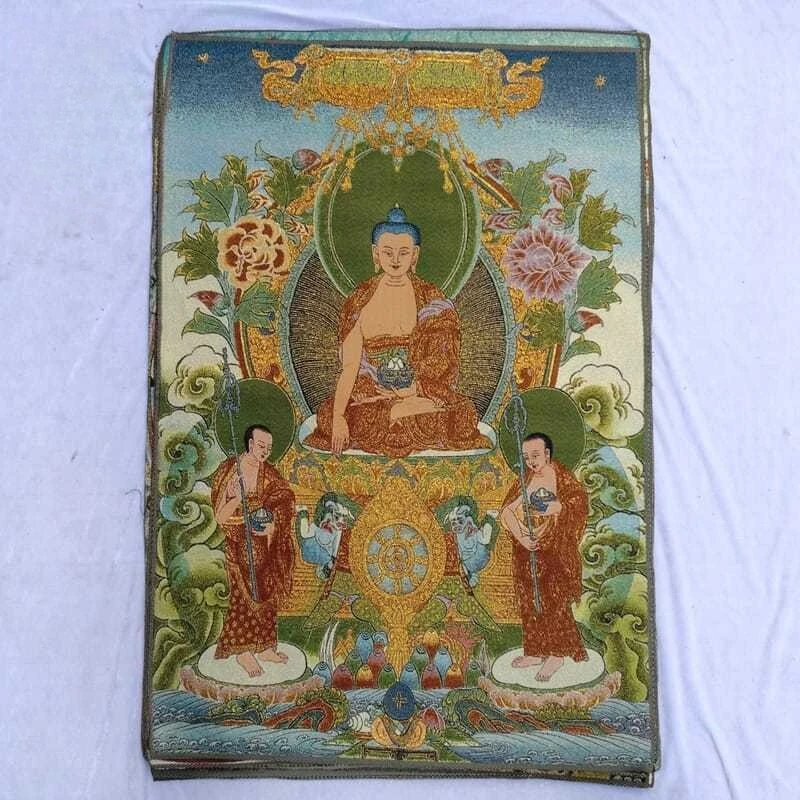 Tibet Tibetan Cloth Silk Auspicious medicine buddha Thangka Tangka Embroidery Painting