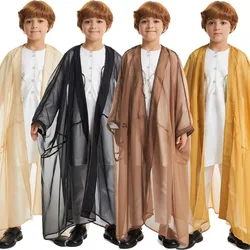 Musulmano ragazzo bambini Kimono Cardigan aperto Abaya Dubai turchia caftano Islam bambino Jubba Thobe arabia saudita Thoub Djellaba piatto vestito