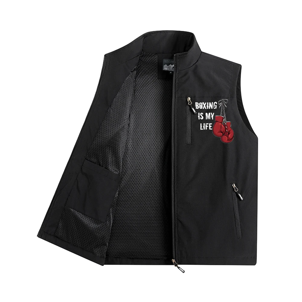 

2026 New Men's Printed Stand Collar Vest Summer Fashion Casual Sleeveless Top Windproof And Breathable With Inner Phone Pocket