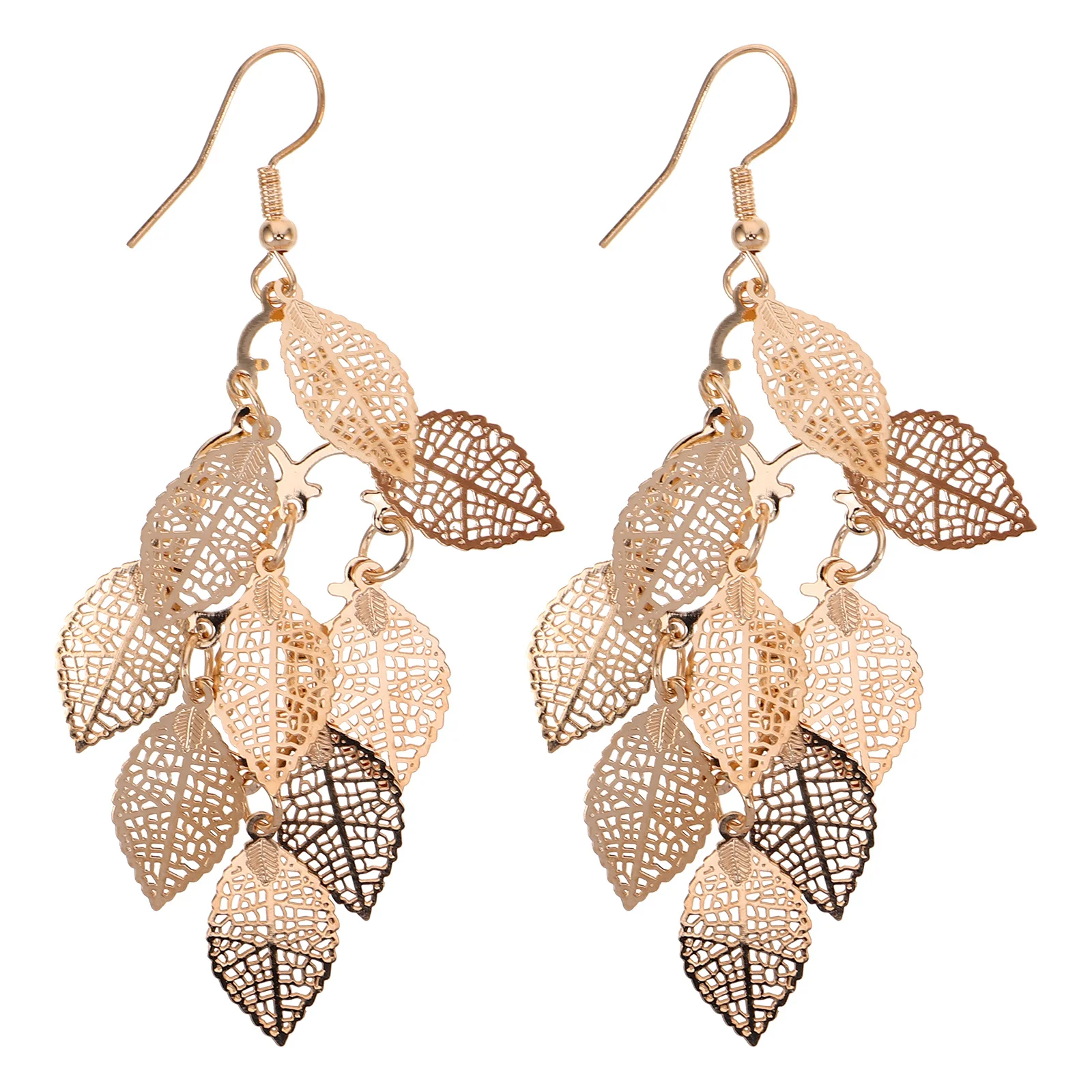 

1Pair Gold Leaf Vintage Dangle Earrings Boho Statement Chandelier Drop Earrings for Women Travel Party Dates Earring