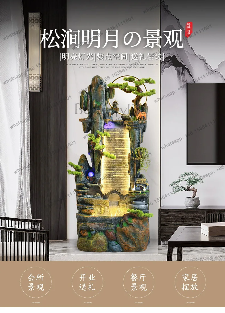 Rockery Flowing Water Fountain Floor Ornament  Office Entrance Circulation Chinese Style Flowing Water Lucky Landscape