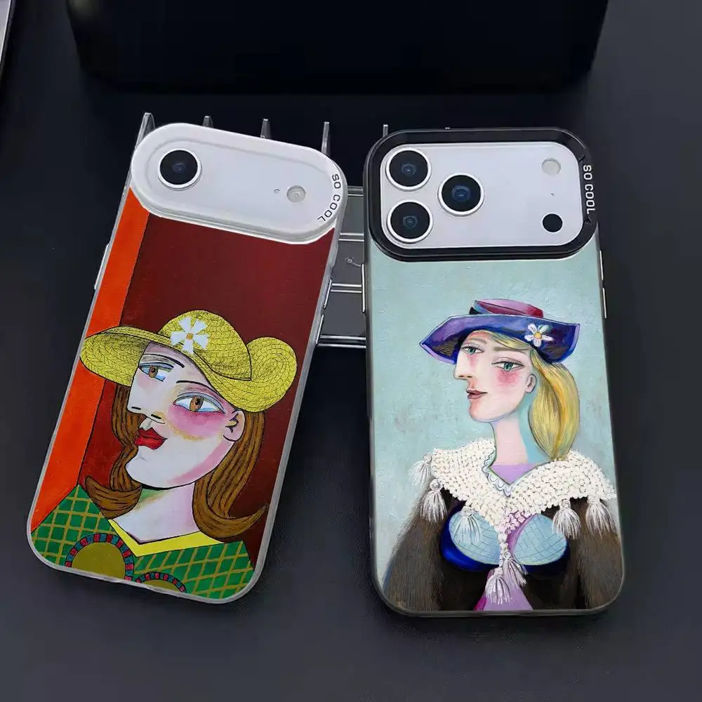 A-Abstract Art Painting Phone Case For iPhone 17,16,15,14,13,12,11,Pro Max,Plus Candy Silver Cover