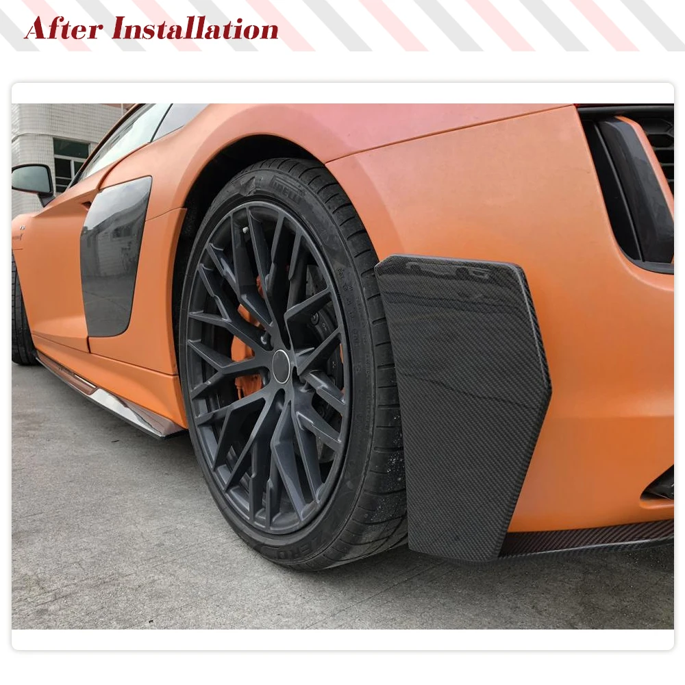 Car Rear Bumper Fin Splitters Canard Lip Diffuser Carbon Fiber Splitters Side Fenders For Audi R8 2016- 2018 Coupe Convertible