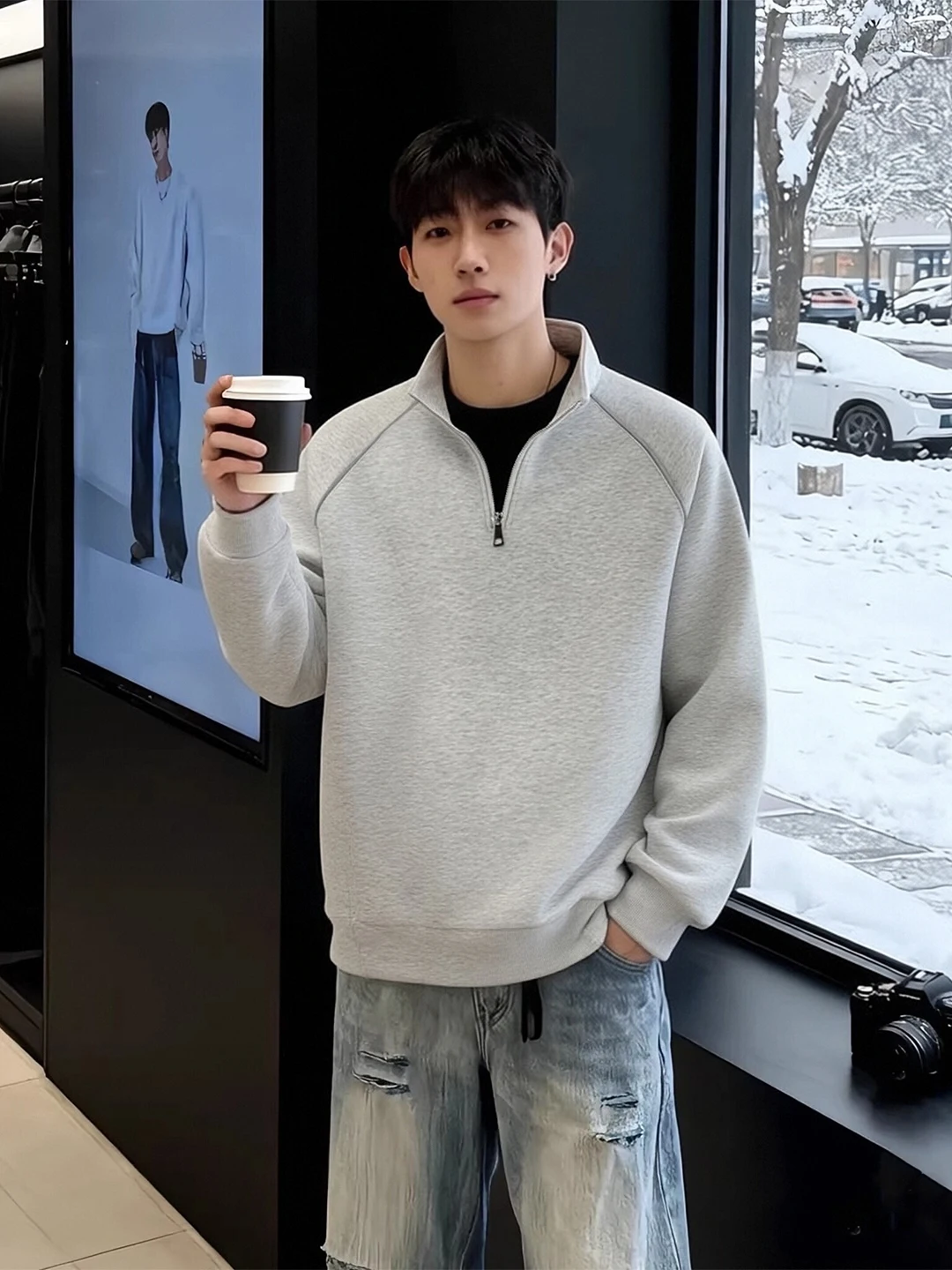 

Мужская толстовка на молнии Heavyweight F Zip Hoodie, весенняя, в американском стиле, с воротником-стойкой, Cleanfit, с длинным рукавом