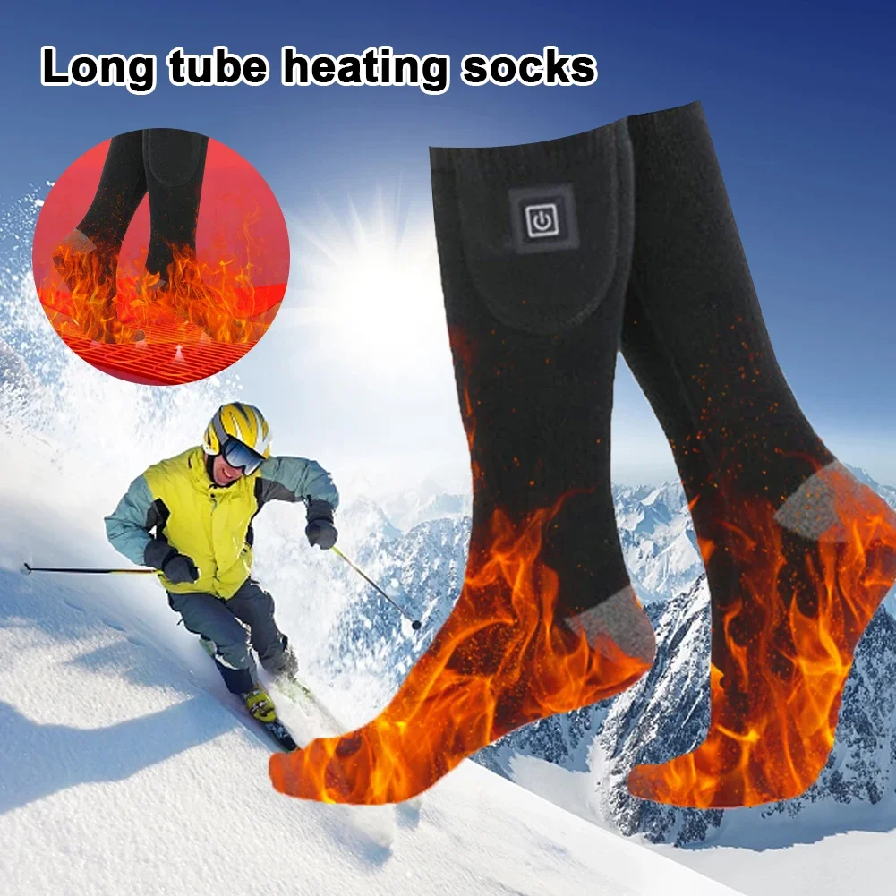 Electric Heated Socks 3 Level Temperature Rechargeable Cold-Proof Foot Warmers Fast Heating for Outdoor Activities Skiing