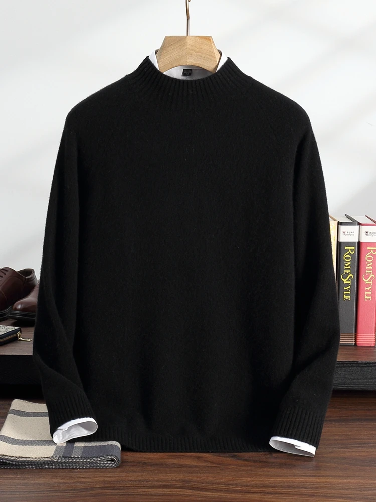 TLOML Uomo Spessore 100% Maglione di Cachemire Collo A Mock Manica Lunga Pullover Autunno Inverno Morbido Caldo Cashmere Maglieria Smart Casual Magliette E Camicette