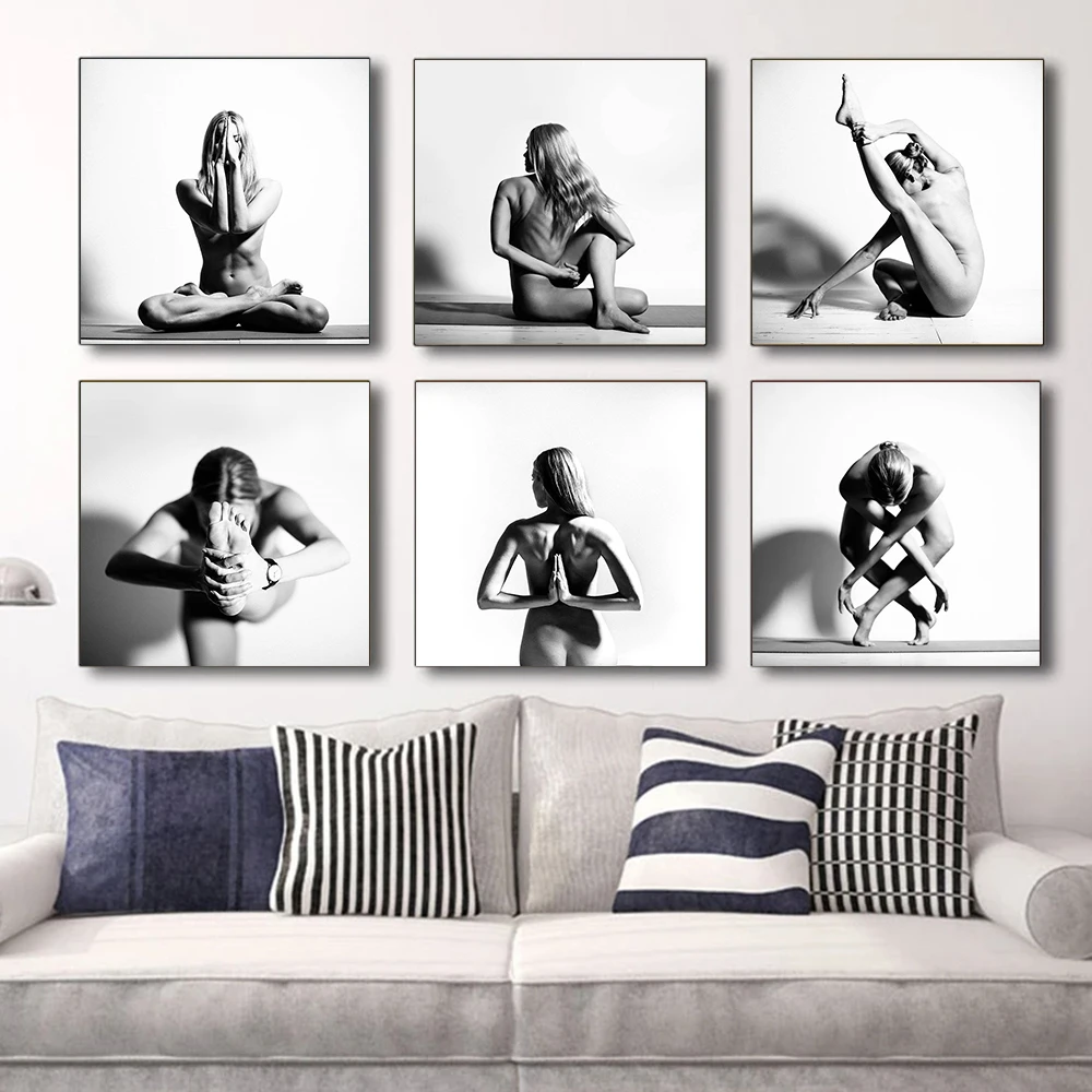 

Nordic Nude Yoga Art Poster Print For Gym Yoga Studio Room Home Decor Minimalism Sexy Woman Indian Yoga Canvas Painting Wall Art