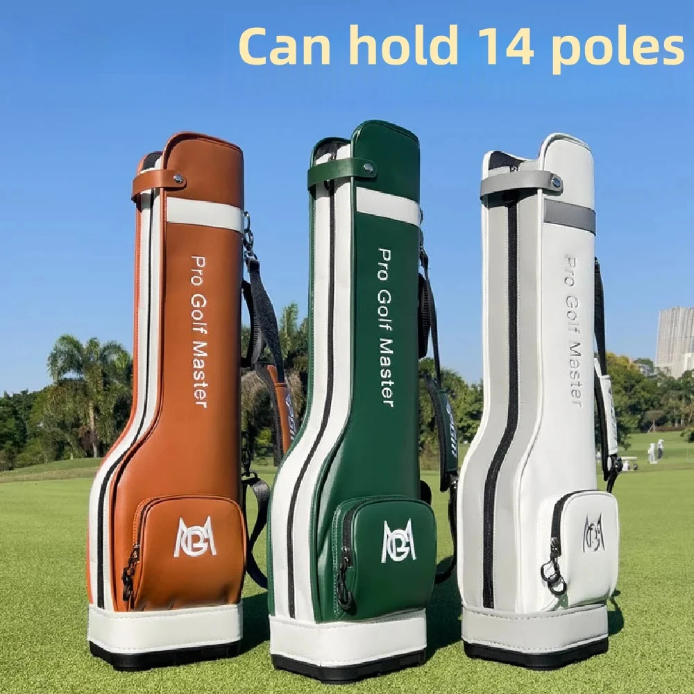Saco de golfe portátil de meio corte PGM, couro de microfibra à prova d'água pode conter 14 pólos, saco de golfe leve QIAB031