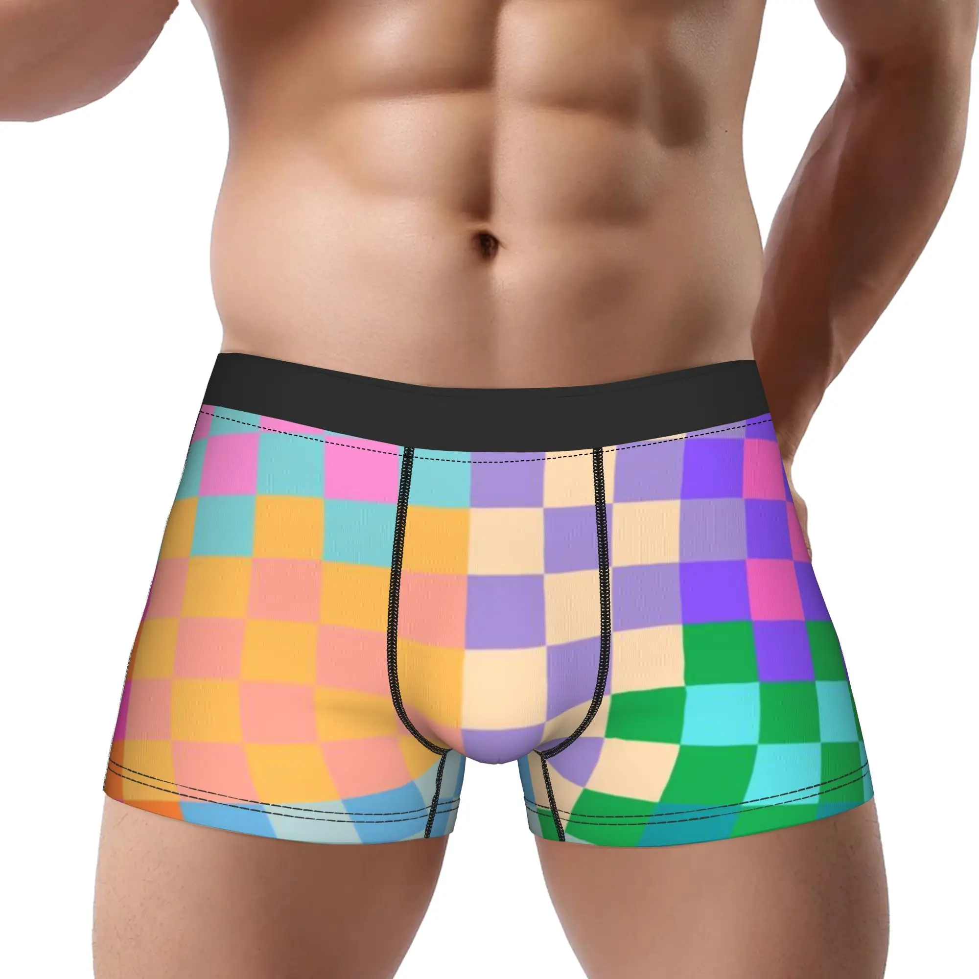 

Colorful (7) Pastel Color Block Underpants Breathbale Panties Man Underwear Ventilate Shorts Boxer Briefs