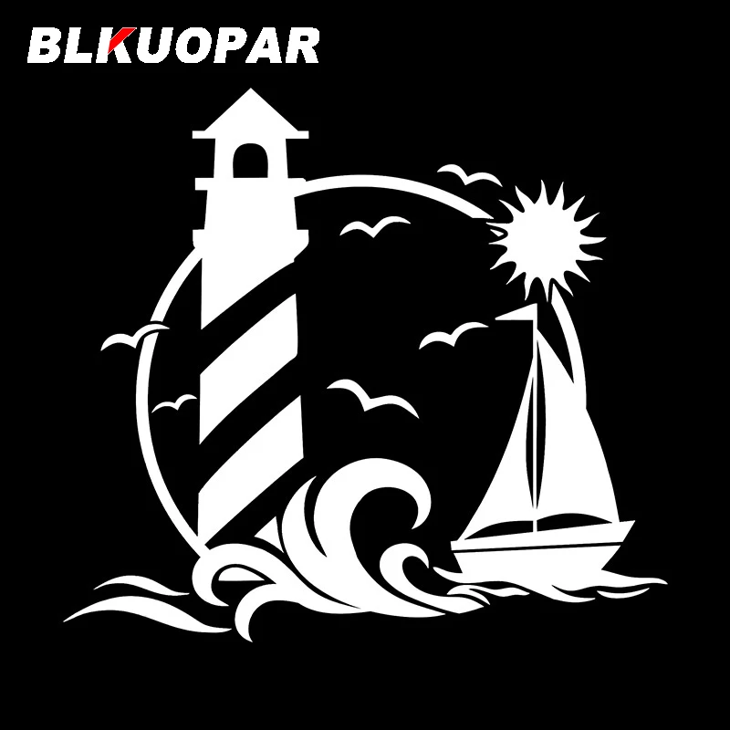 BLKUOPAR BEACH Lighthouse Sailboat SUNSET Car Sticker Creative Deal Scratch-Proof Motorcycle Surfboard Car Goods